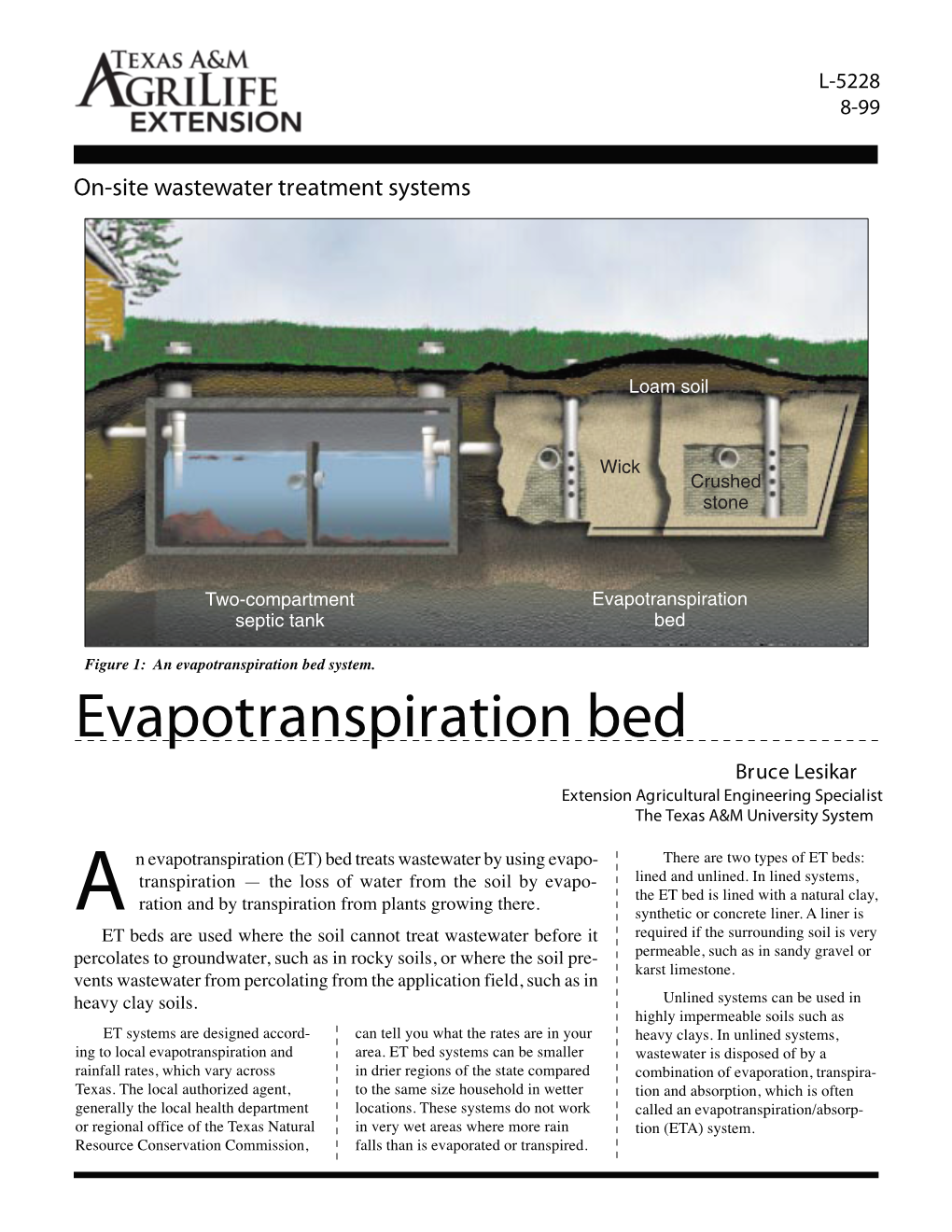 Evapotranspiration Septic Tank Bed