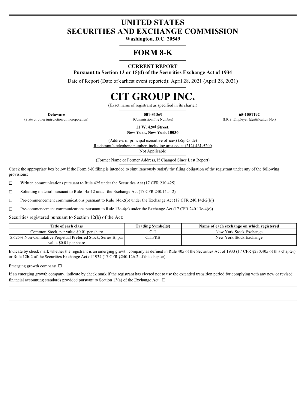 CIT GROUP INC. (Exact Name of Registrant As Specified in Its Charter)