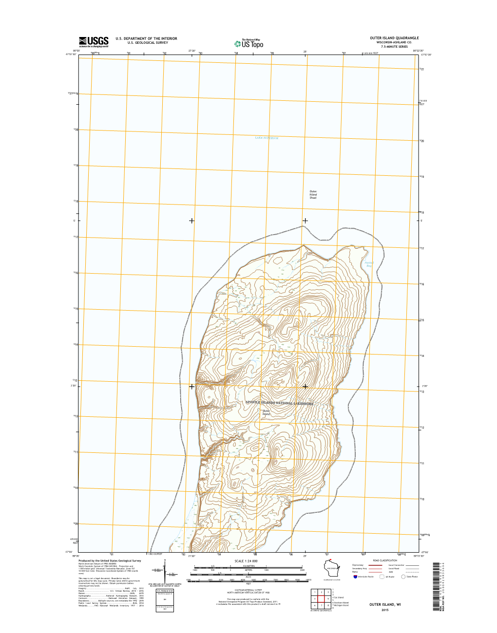 USGS 7.5-Minute Image Map for Outer Island, Wisconsin