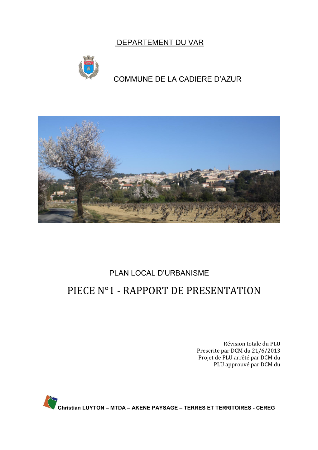 Piece N°1 - Rapport De Presentation