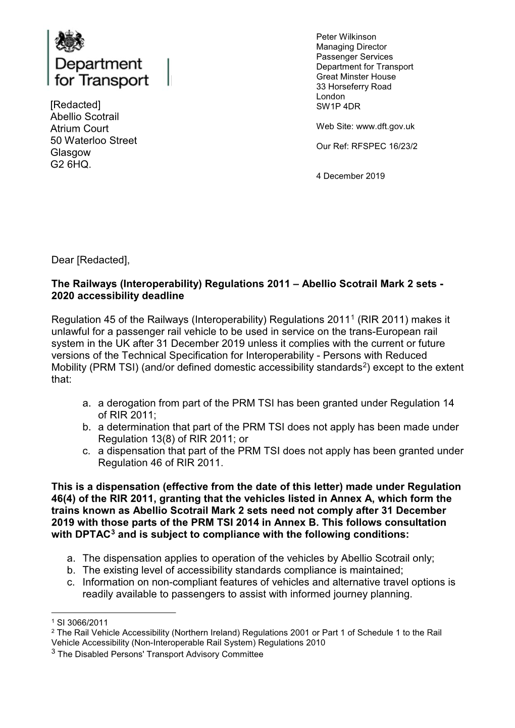 Abellio Scotrail Mark 2 Sets - 2020 Accessibility Deadline