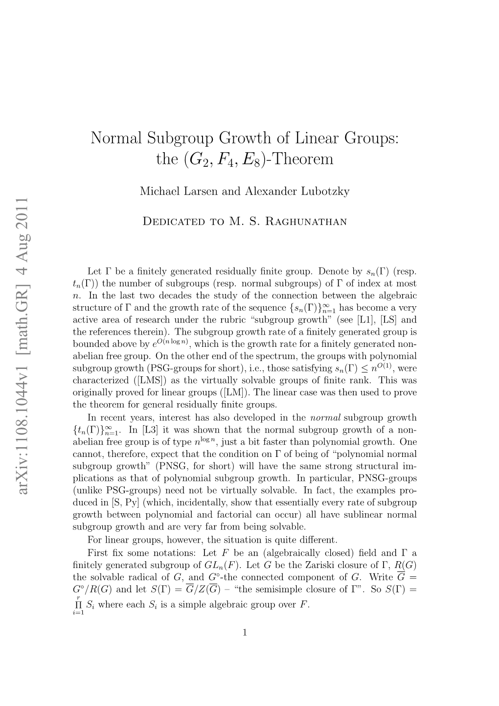Normal Subgroup Growth of Linear Groups: the (G2; F4; E8)-Theorem
