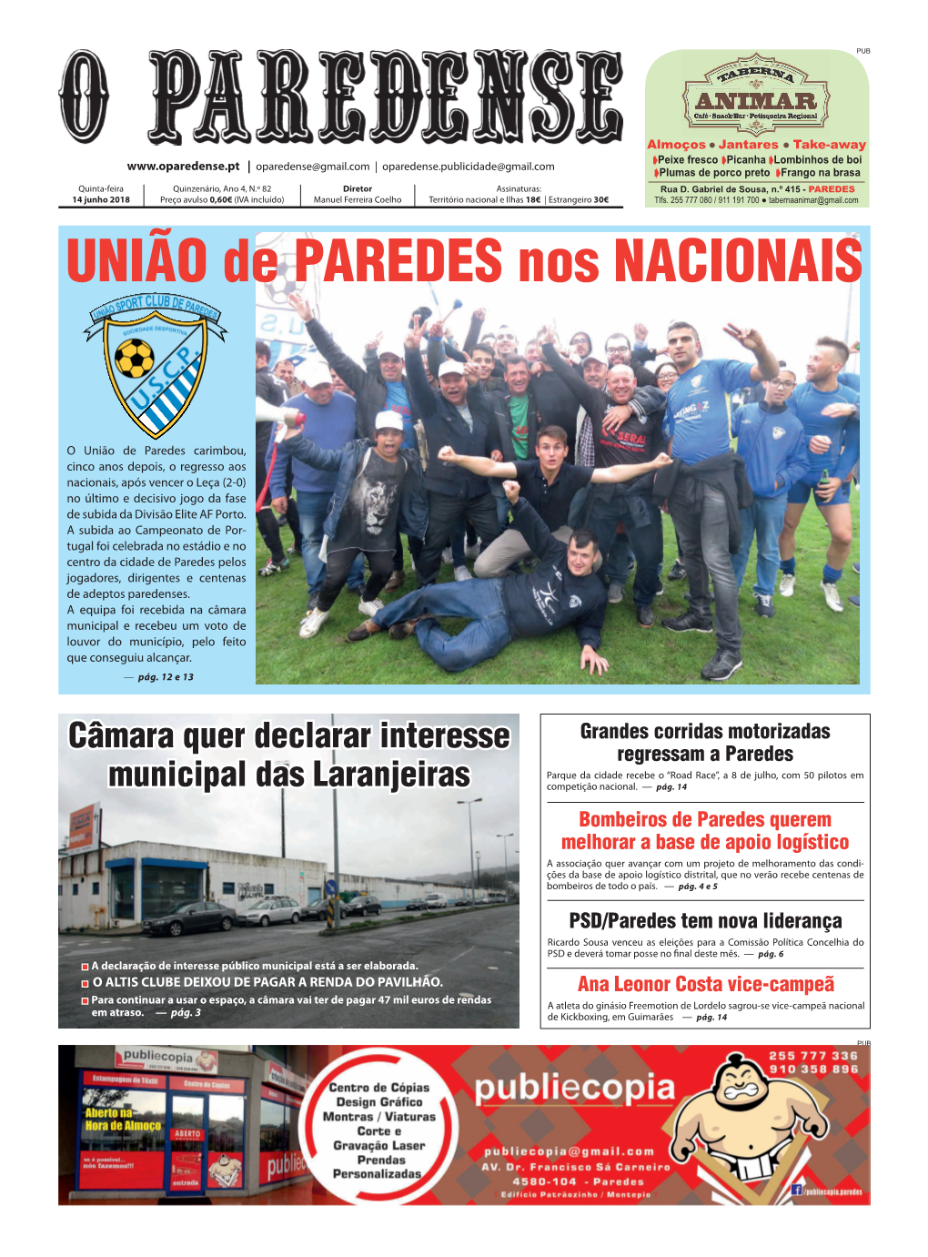 UNIÃO De PAREDES Nos NACIONAIS