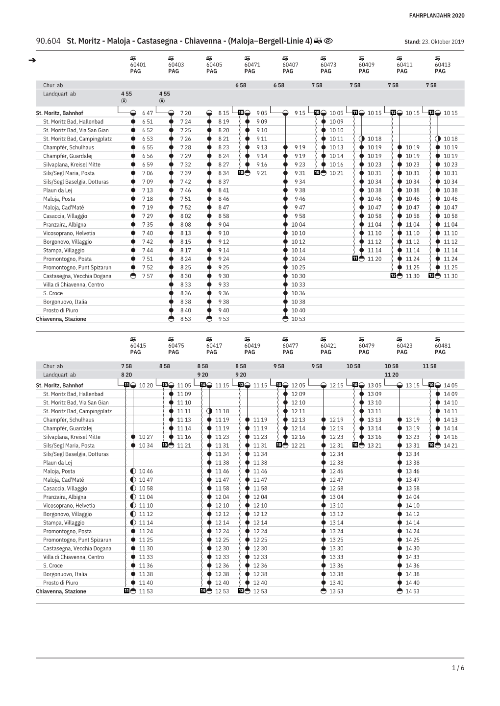 90.604 St. Moritz - Maloja - Castasegna - Chiavenna - (Maloja–Bergell-Linie 4) Stand: 23