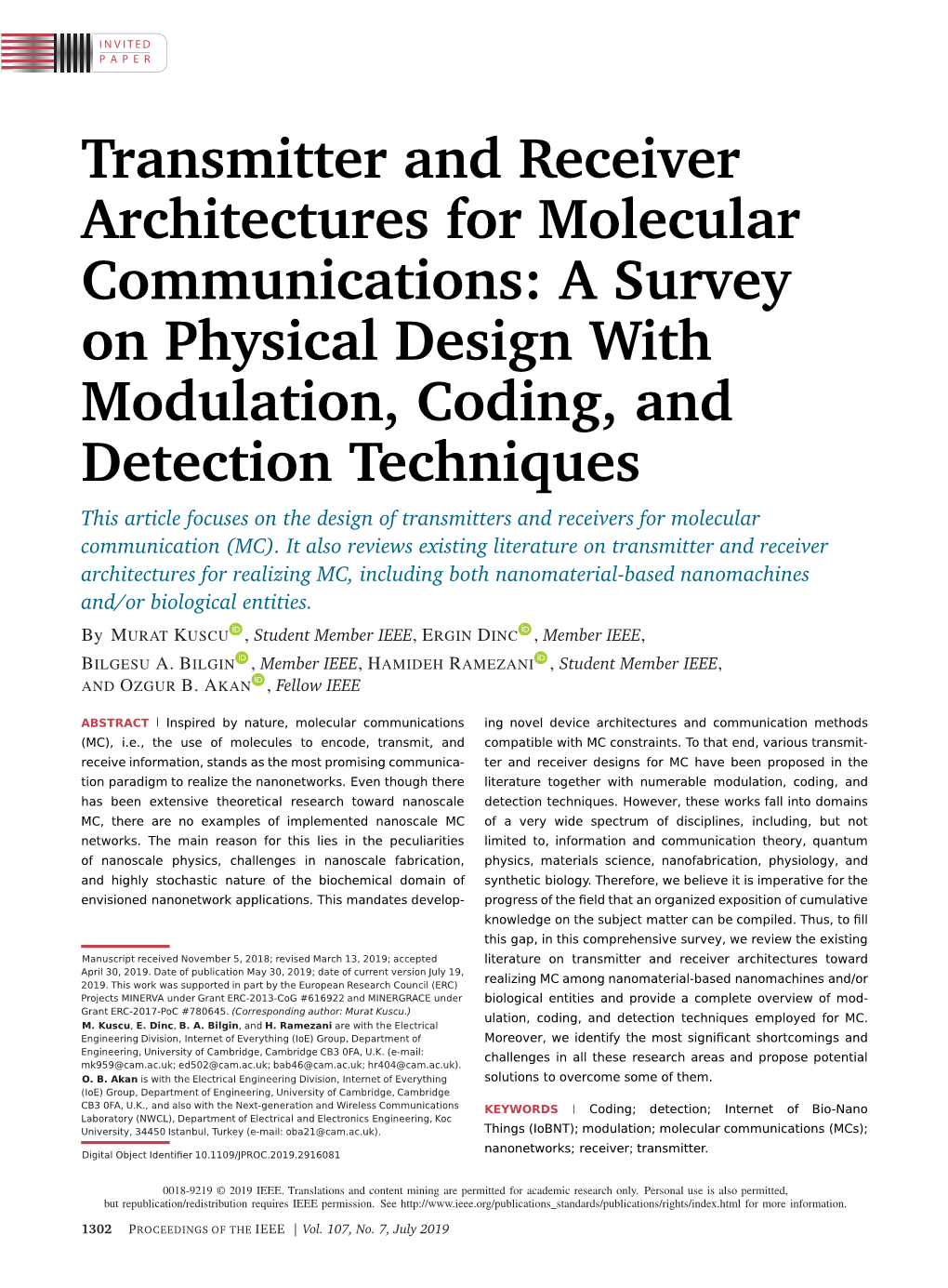 Transmitter and Receiver Architectures for Molecular