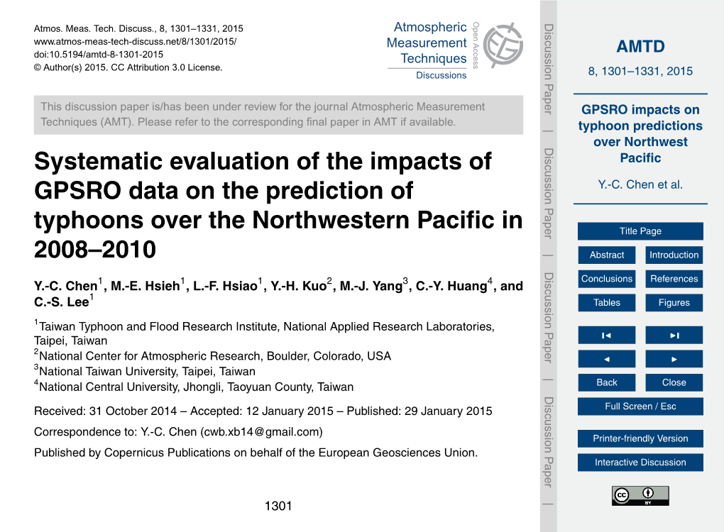 GPSRO Impacts on Typhoon Predictions Over Northwest Pacific