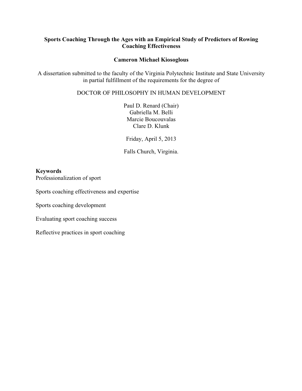 Sports Coaching Through the Ages with an Empirical Study of Predictors of Rowing Coaching Effectiveness