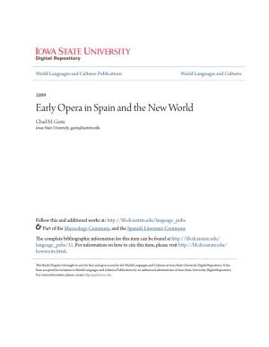 Early Opera in Spain and the New World Chad M