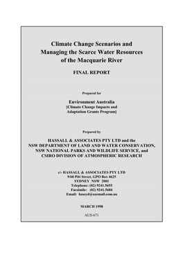 Climate Change Scenarios and Managing the Scarce Water Resources of the Macquarie River