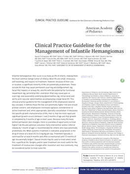 Clinical Practice Guideline for the Management of Infantile Hemangiomas