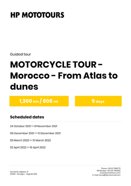 MOTORCYCLE TOUR - Morocco - from Atlas to Dunes