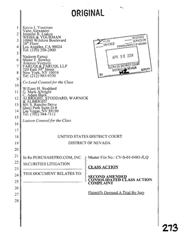 Purchasepro.Com, Inc. Securities Litigation 01-CV-0483-Second