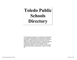 Toledo Public Schools Directory