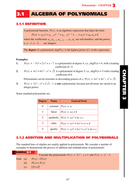3 Algebra of Polynomials 3.1 Chapter