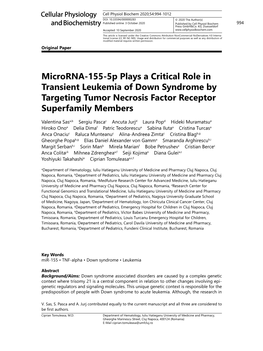 Microrna-155-5P Plays a Critical Role in Transient Leukemia of Down Syndrome by Targeting Tumor Necrosis Factor Receptor Superfamily Members
