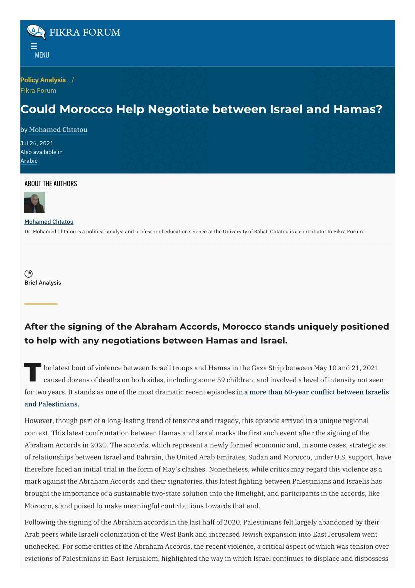 Could Morocco Help Negotiate Between Israel and Hamas? | The