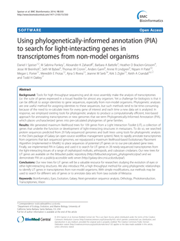 (PIA) to Search for Light-Interacting Genes in Transcriptomes from Non