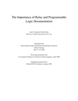 The Importance of Relay and Programmable Logic Documentation