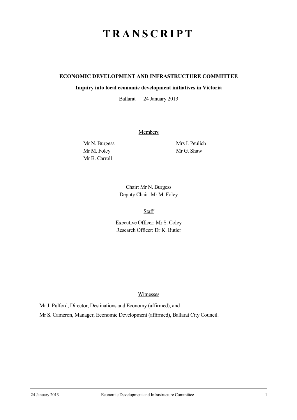 Economic Development and Infrastructure Committee