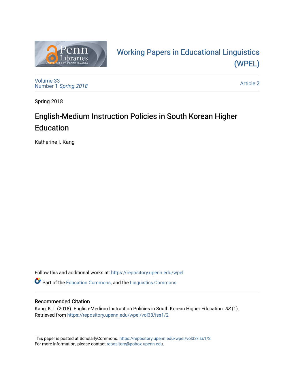 English-Medium Instruction Policies in South Korean Higher Education