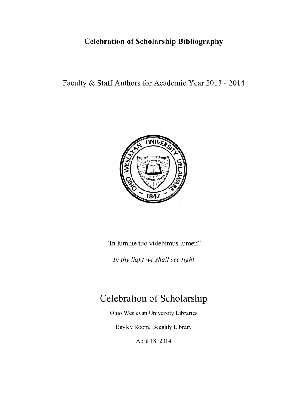 Celebration of Scholarship 2014