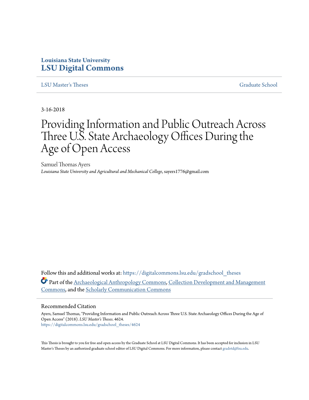 Providing Information and Public Outreach Across Three U.S. State Archaeology Offices During the Age of Open Access