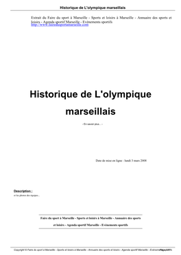 Historique De L'olympique Marseillais