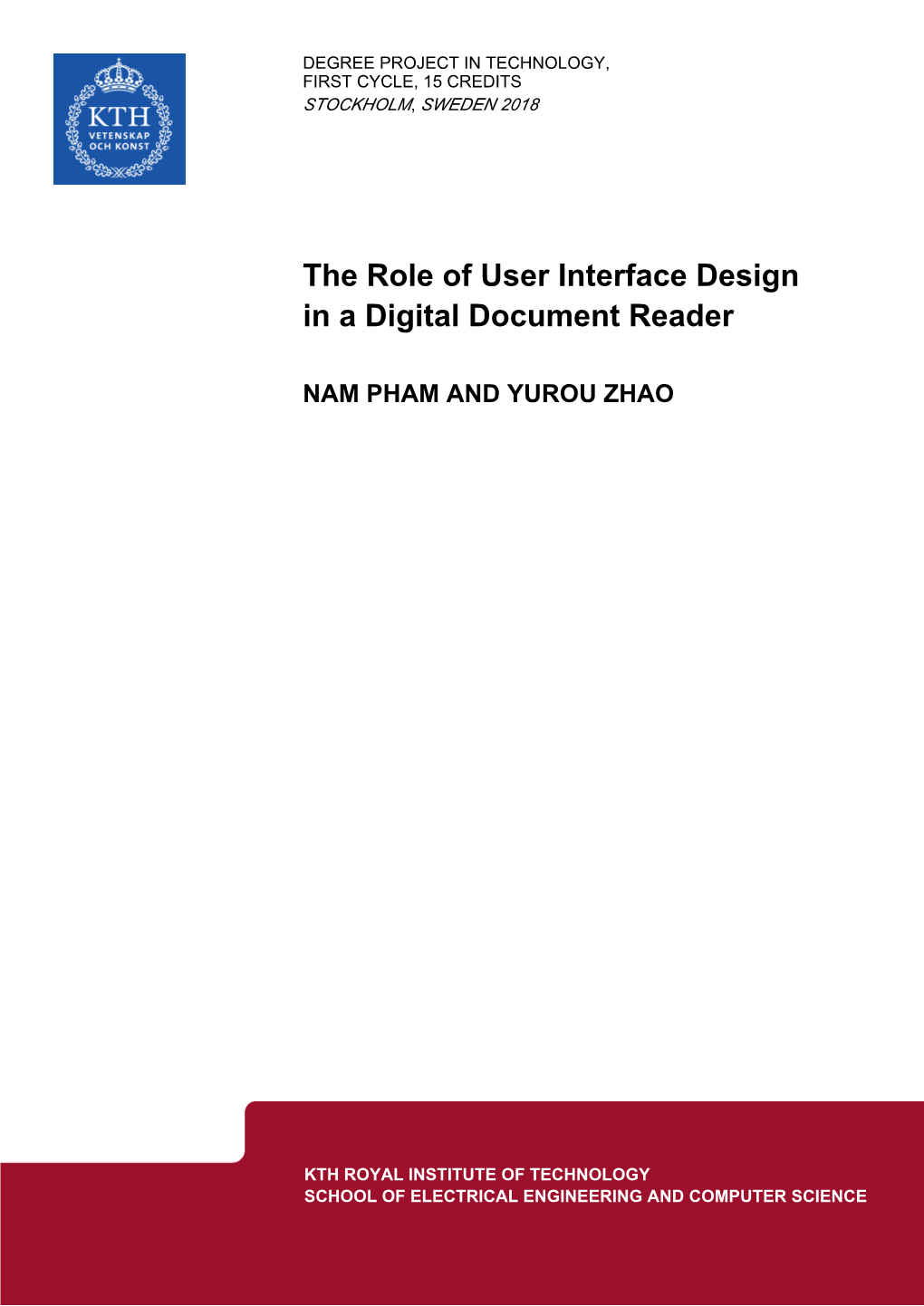The Role of User Interface Design in a Digital Document Reader