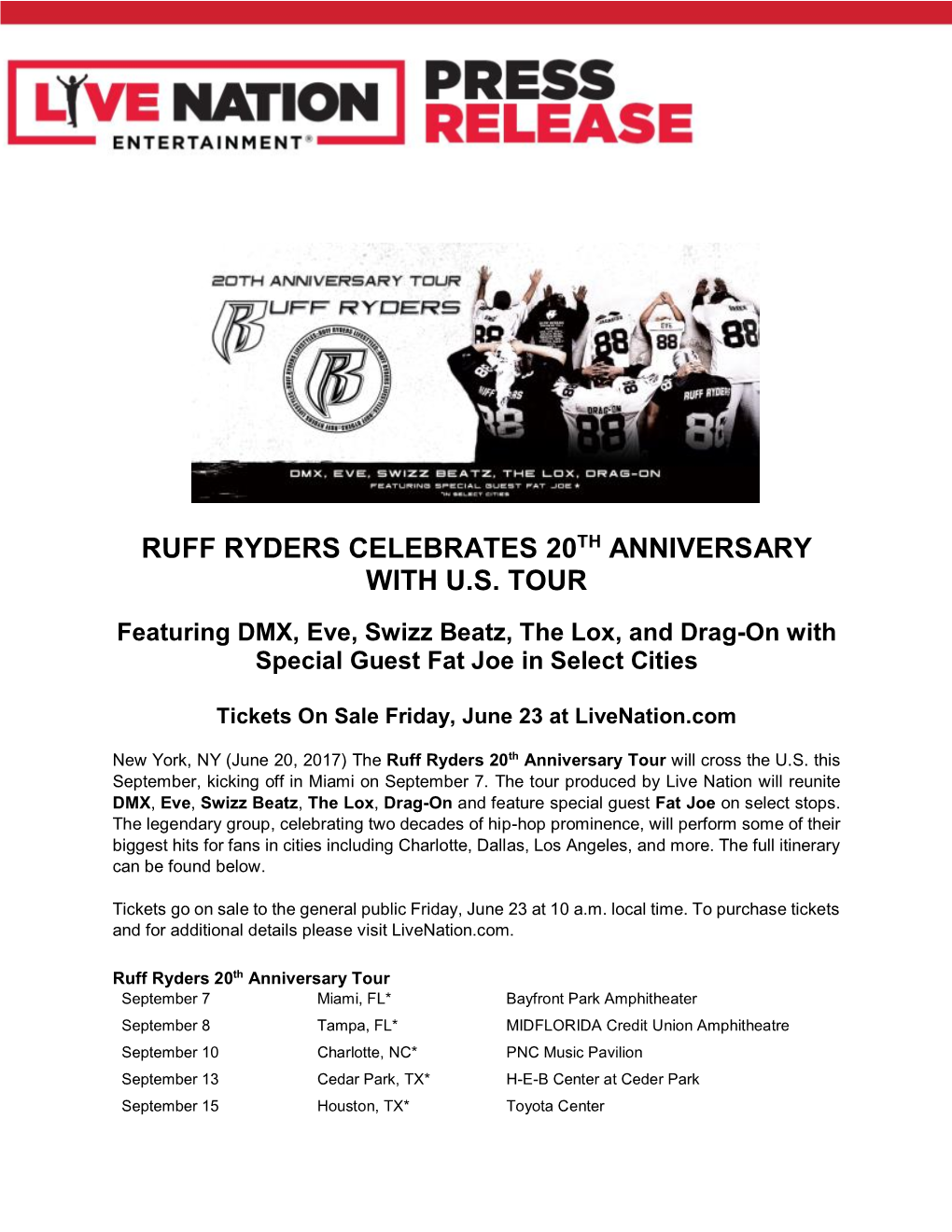 Ruff Ryders Celebrates 20Th Anniversary with U.S. Tour