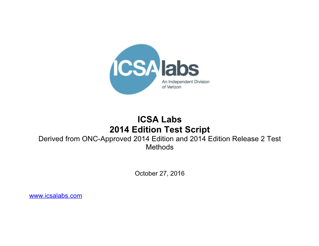 2014 Edition Test Script