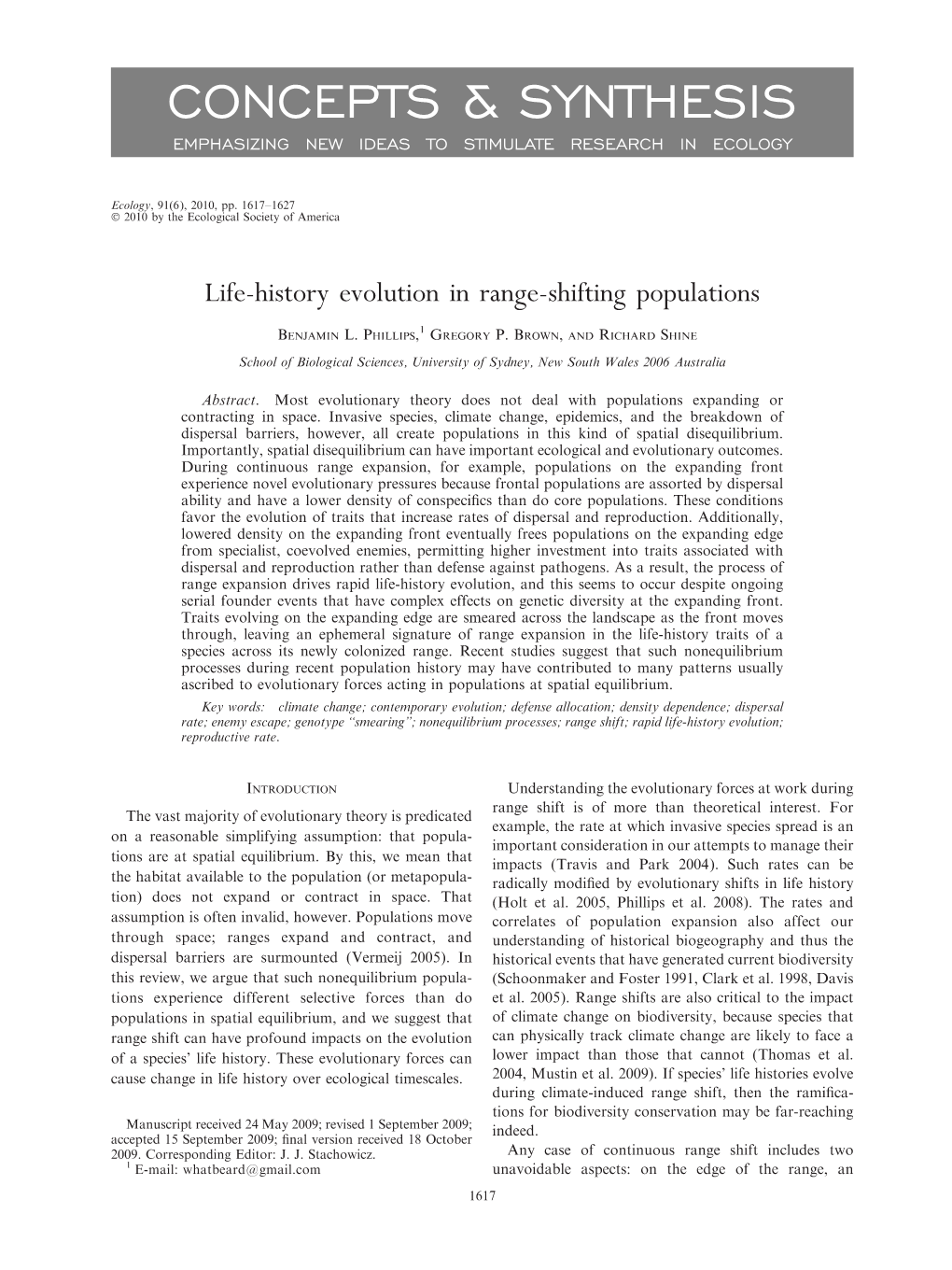 Lifehistory Evolution in Rangeshifting Populations