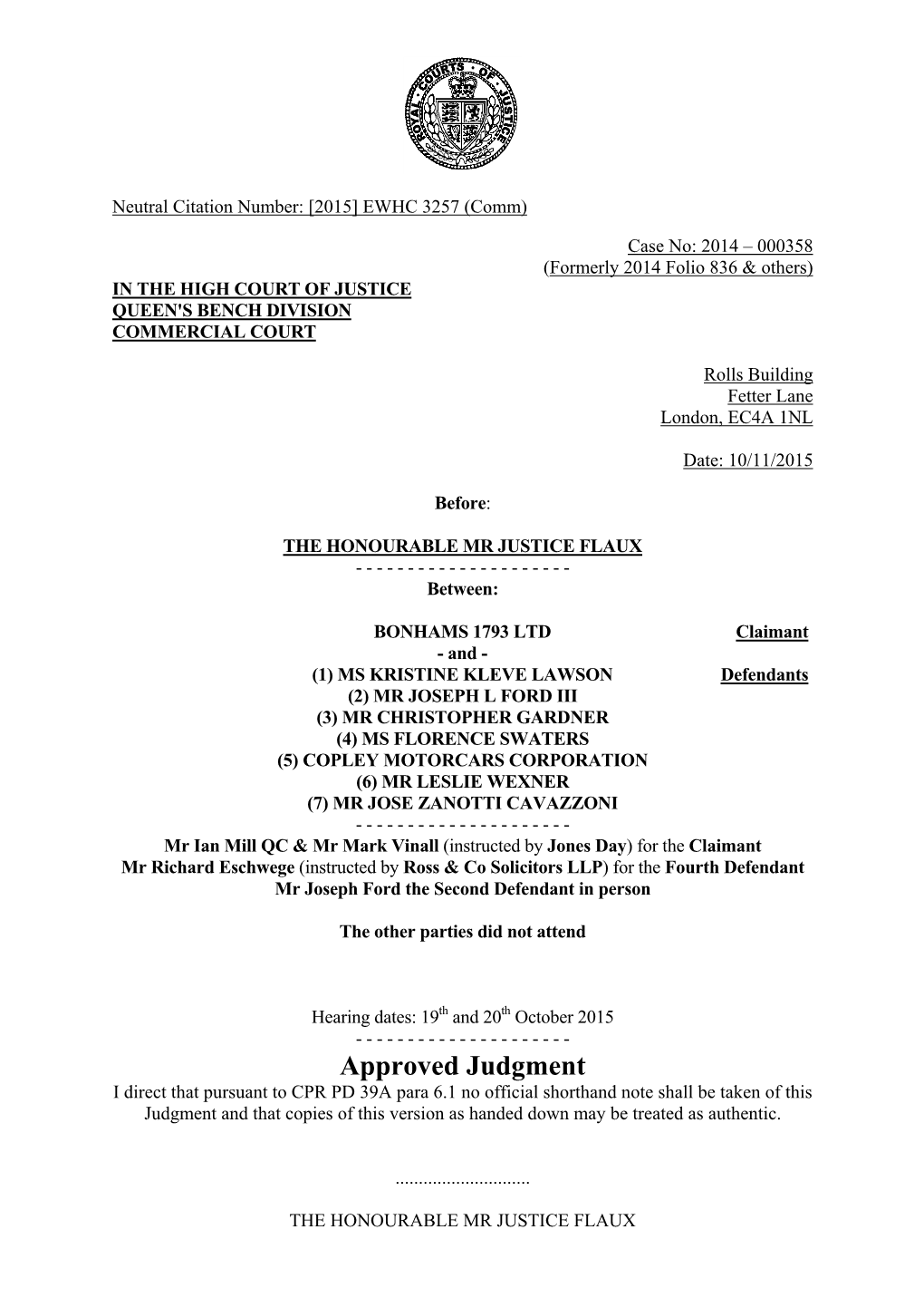 High Court Judgment Template