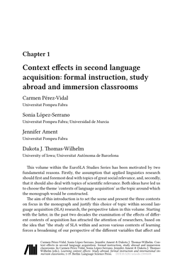 Context Effects in Second Language Acquisition