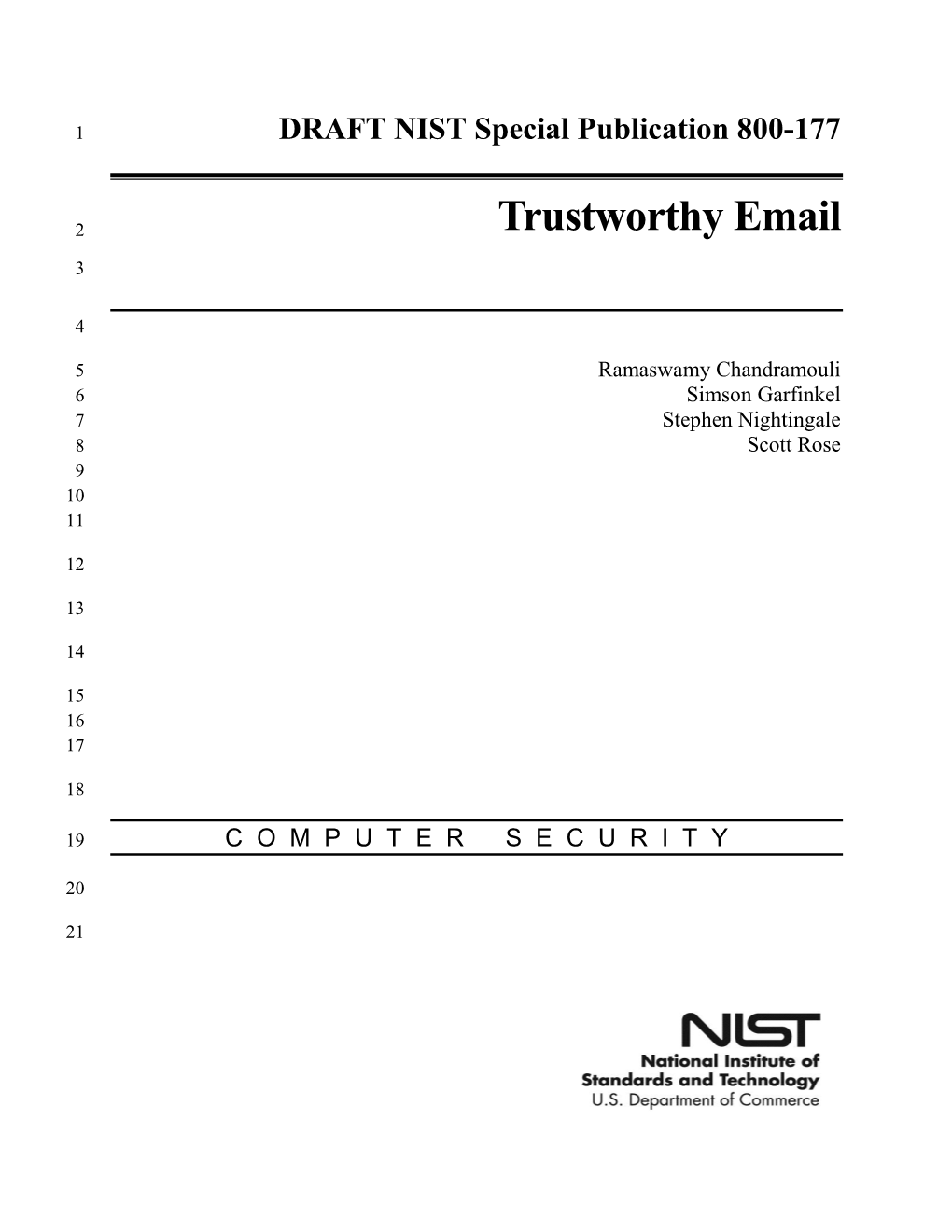 Draft NIST Special Publication 800-177, Trustworthy Email