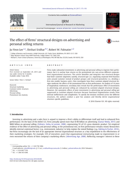 The Effect of Firms' Structural Designs on Advertising and Personal Selling