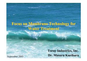 Focus on Membrane Technology for Water Treatment