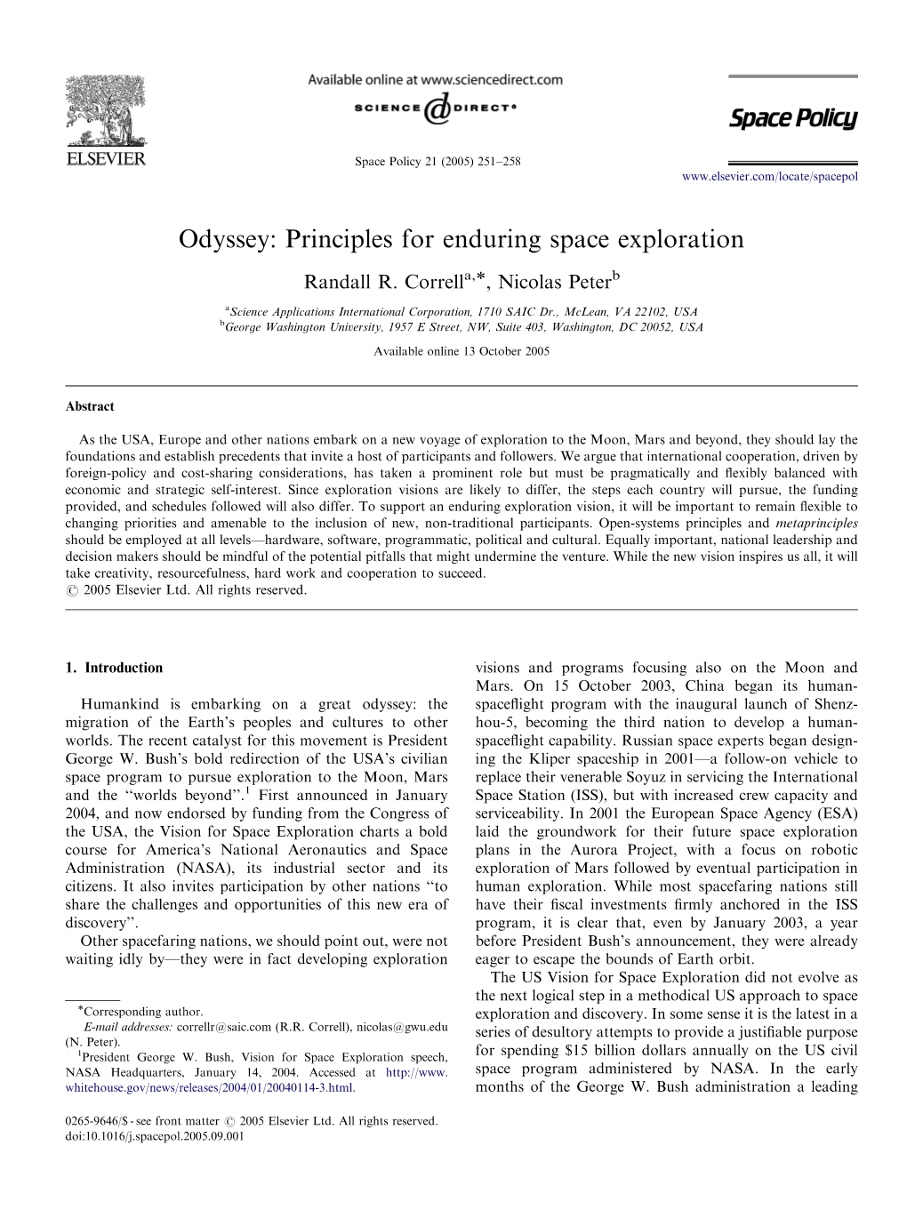 Odyssey: Principles for Enduring Space Exploration