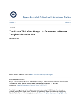 The Ghost of Shaka Zulu: Using a List Experiement to Measure Xenophobia in South Africa