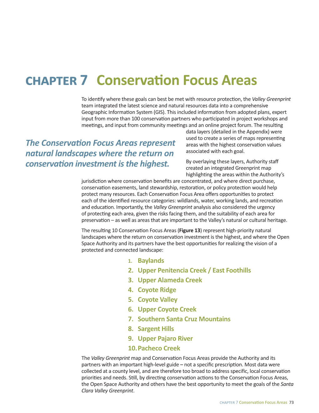 Chapter 7 Conservation Focus Areas