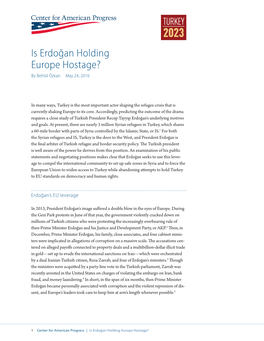 Is Erdoğan Holding Europe Hostage? by Behlül Özkan May 24, 2016