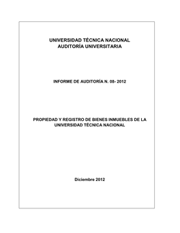 Universidad Técnica Nacional Auditoría Universitaria