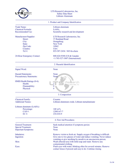 Material Safety Data Sheet