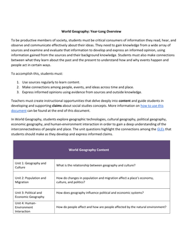 World Geography: Year-Long Overview