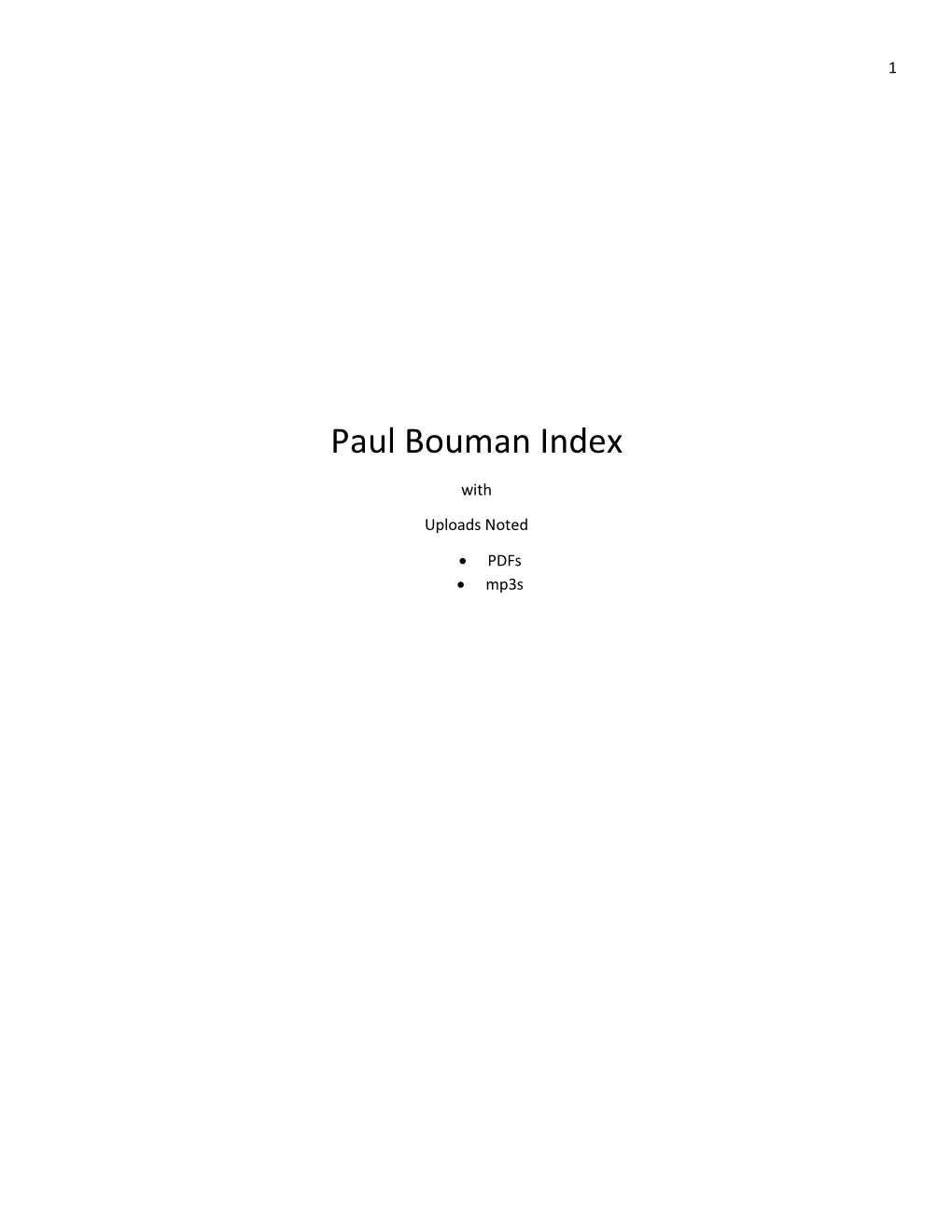 Paul Bouman Index