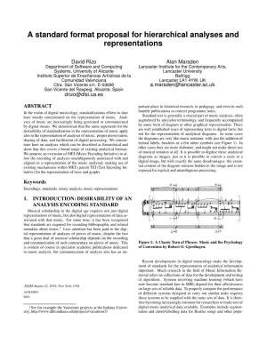 A Standard Format Proposal for Hierarchical Analyses and Representations