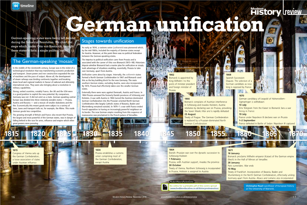 German Unification German-Speaking States Were Being Left Behind During the Industrial Revolution