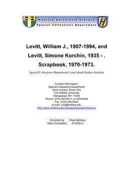 Levitt, William J., 1907-1994, and Levitt, Simone Korchin, 1935