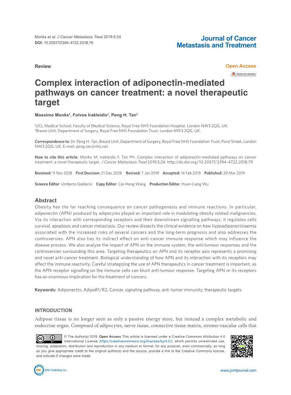 Complex Interaction of Adiponectin-Mediated Pathways on Cancer Treatment: a Novel Therapeutic Target