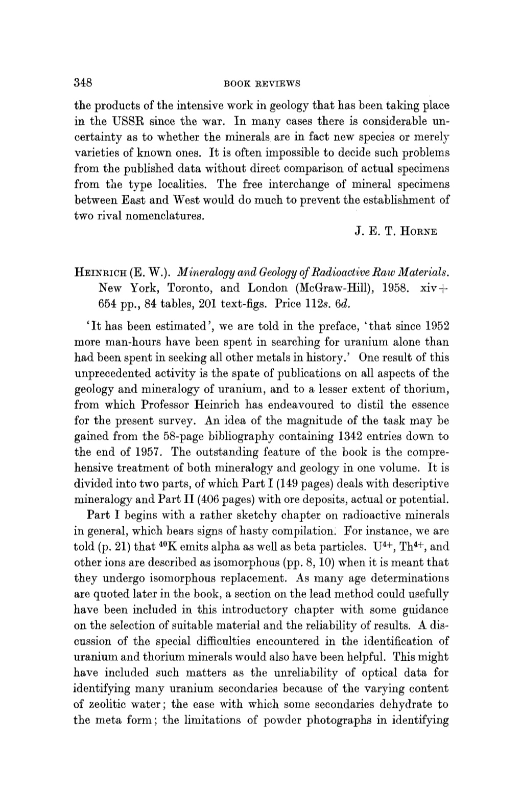 Mineralogy and Geology of Radioactive Raw Materials. New York, Toronto, and London (Mcgraw-Hill), 1958