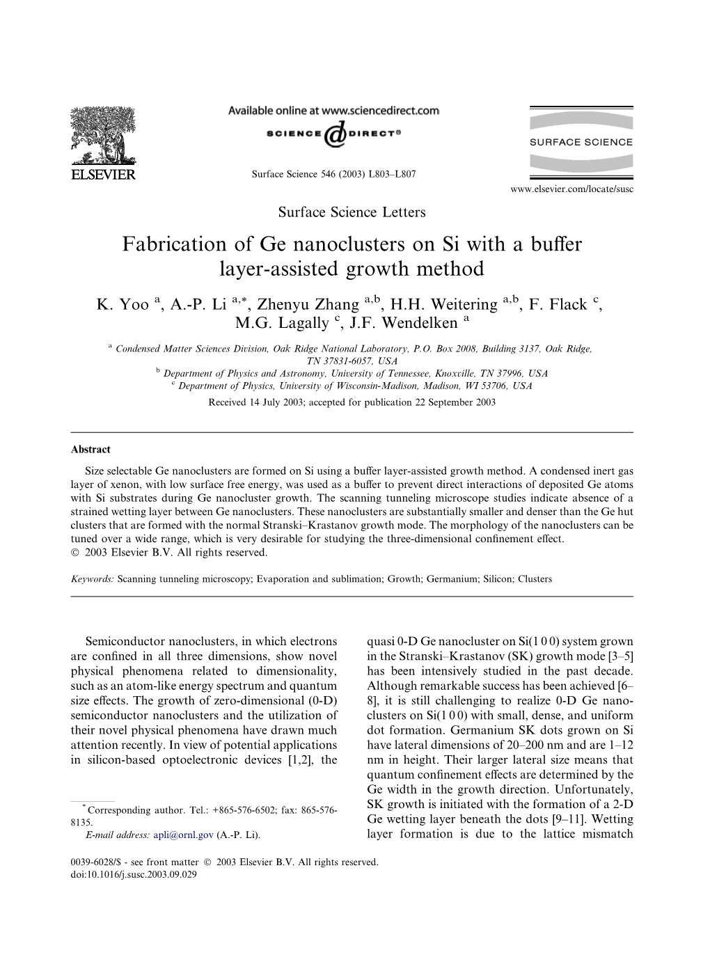 Fabrication of Ge Nanoclusters on Si with a Buffer Layer-Assisted Growth